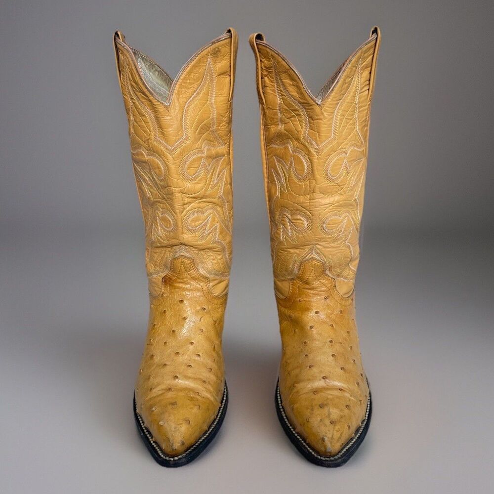 Botas Diligencia Mexico Men's 7 Buttercup Ostrich Western Cowboy Boots JSnip Toe